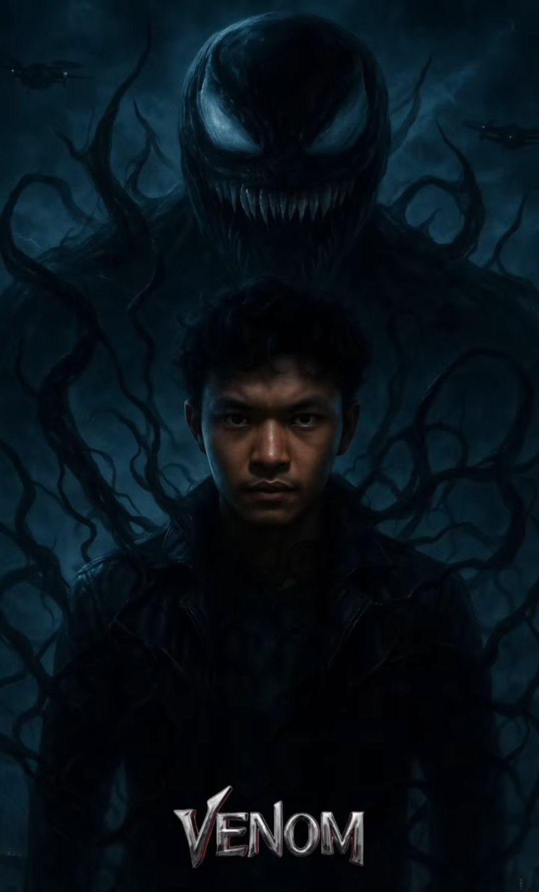Cinematic Venom Portrait AI prompt – anime and art style photo editing image