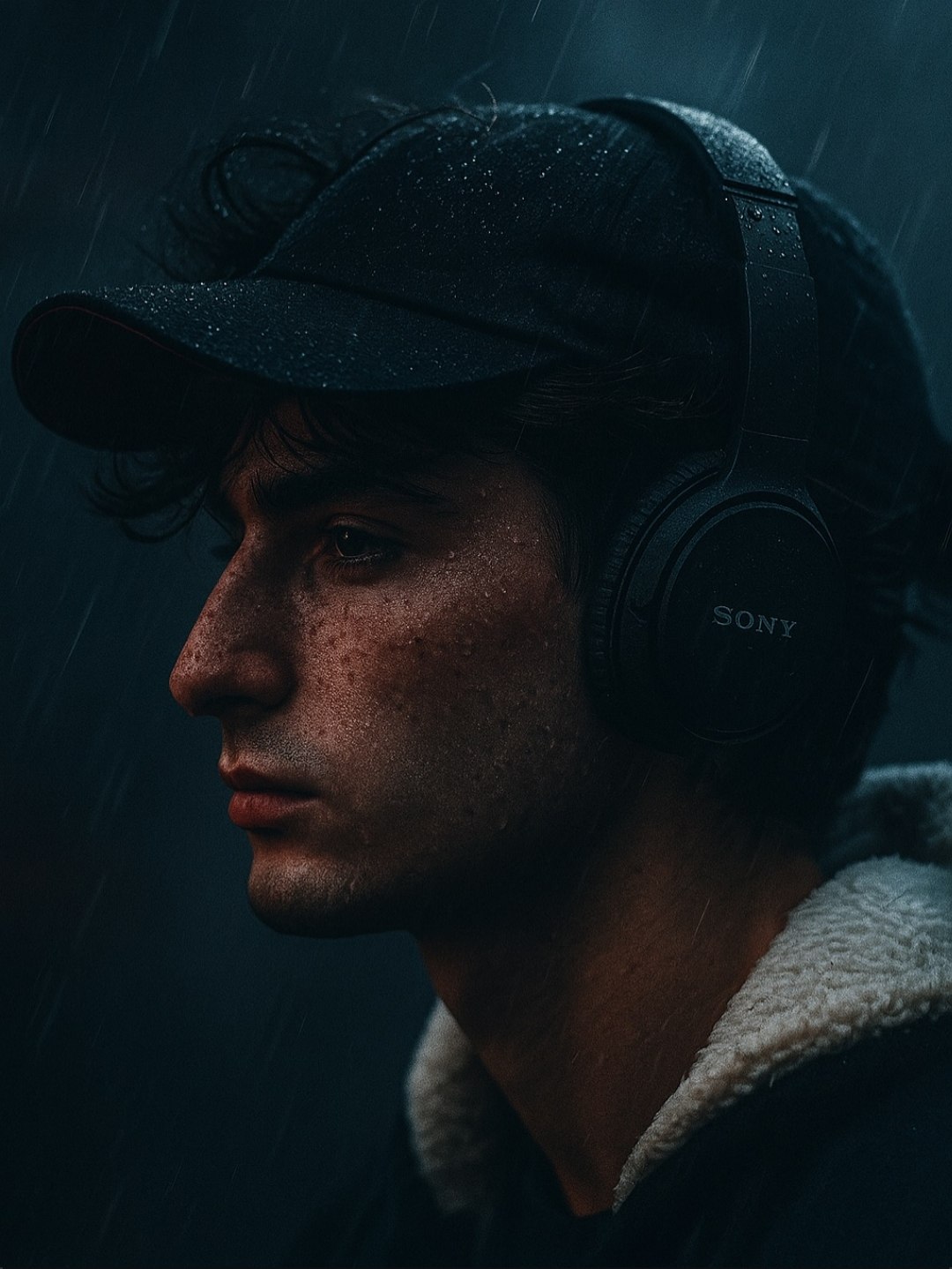 Cinematic Rainy Portrait AI prompt – realistic cinematic photo editing image