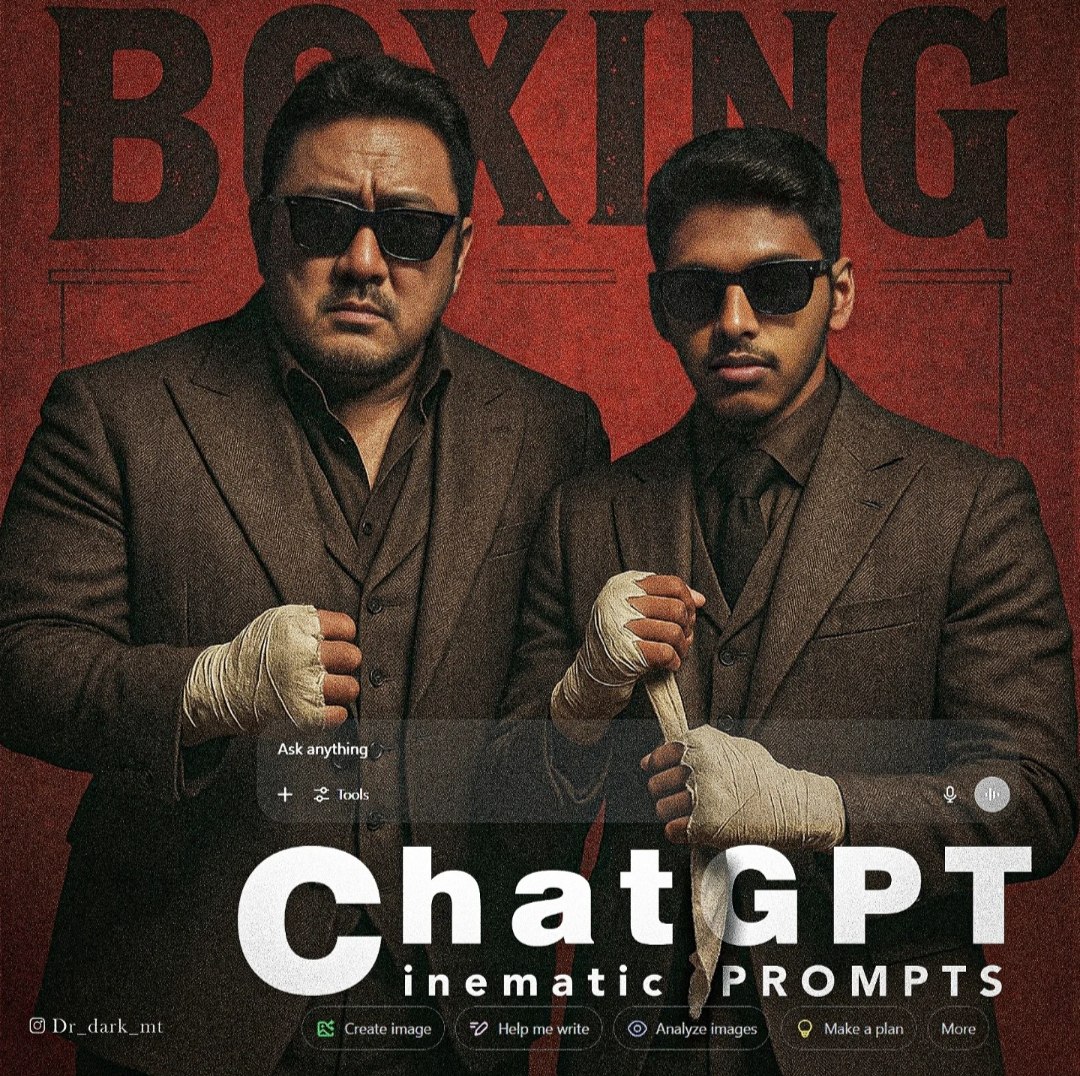 Cinematic Boxing Duo AI prompt – realistic cinematic photo editing image