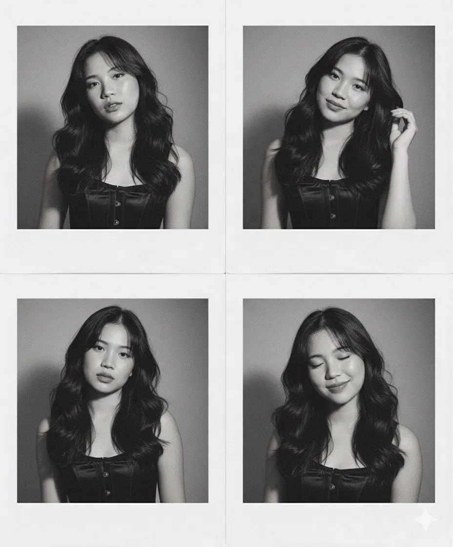 Four-Photo Grid Monochrome Portrait AI prompt – photo collage image