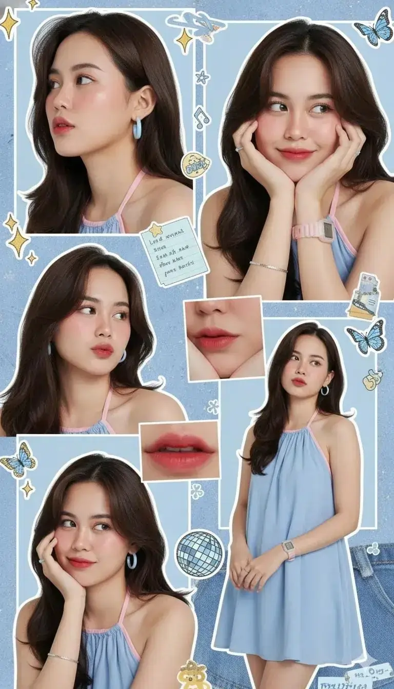 Cute Aesthetic Collage Portrait AI prompt – photo collage image