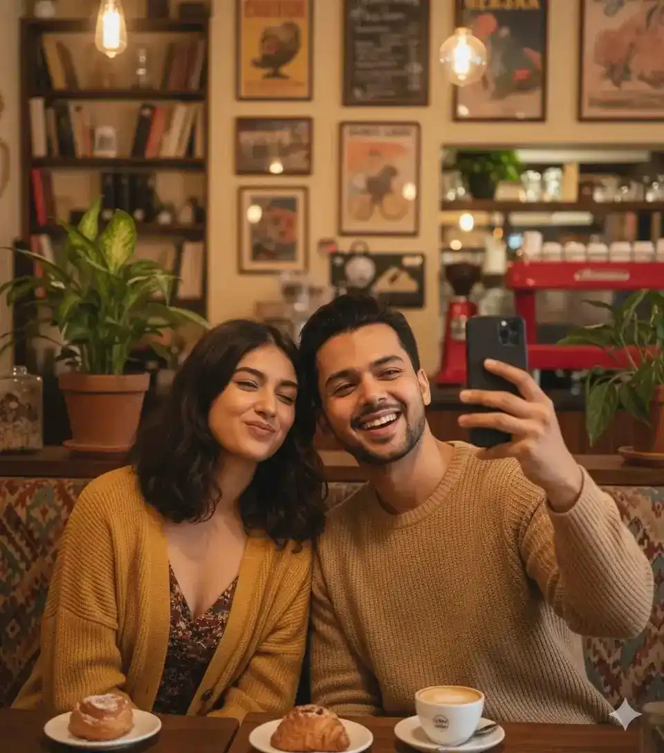 Friendship Selfie Aesthetic AI prompt – realistic couple photo editing image