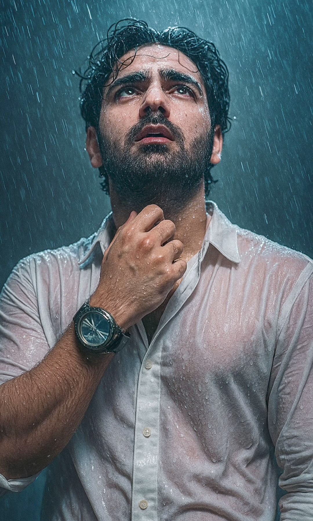 Rainy Editorial Fashion Shoot AI prompt – realistic fashion photo editing image