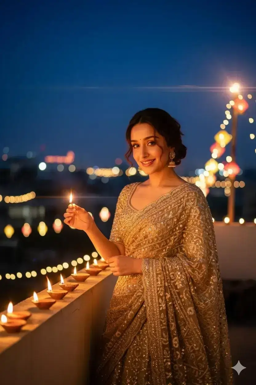 Diwali Aesthetic AI prompt – festival photo editing image