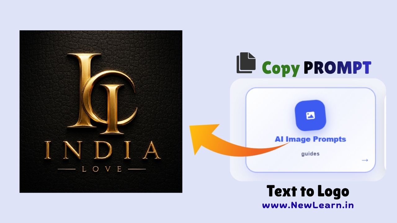 Luxury India monogram logo AI prompt – interlocking gold serif letters on leather