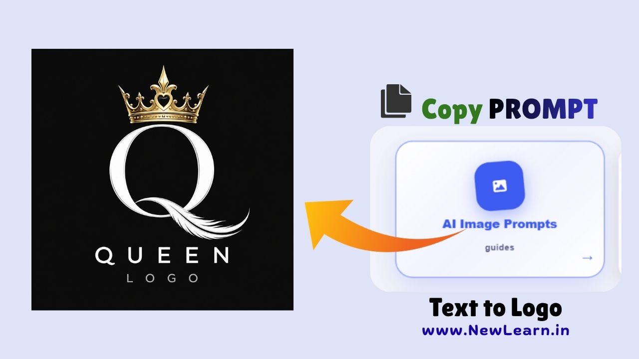 Luxury queen crown logo AI prompt – elegant letter Q with gold crown monogram