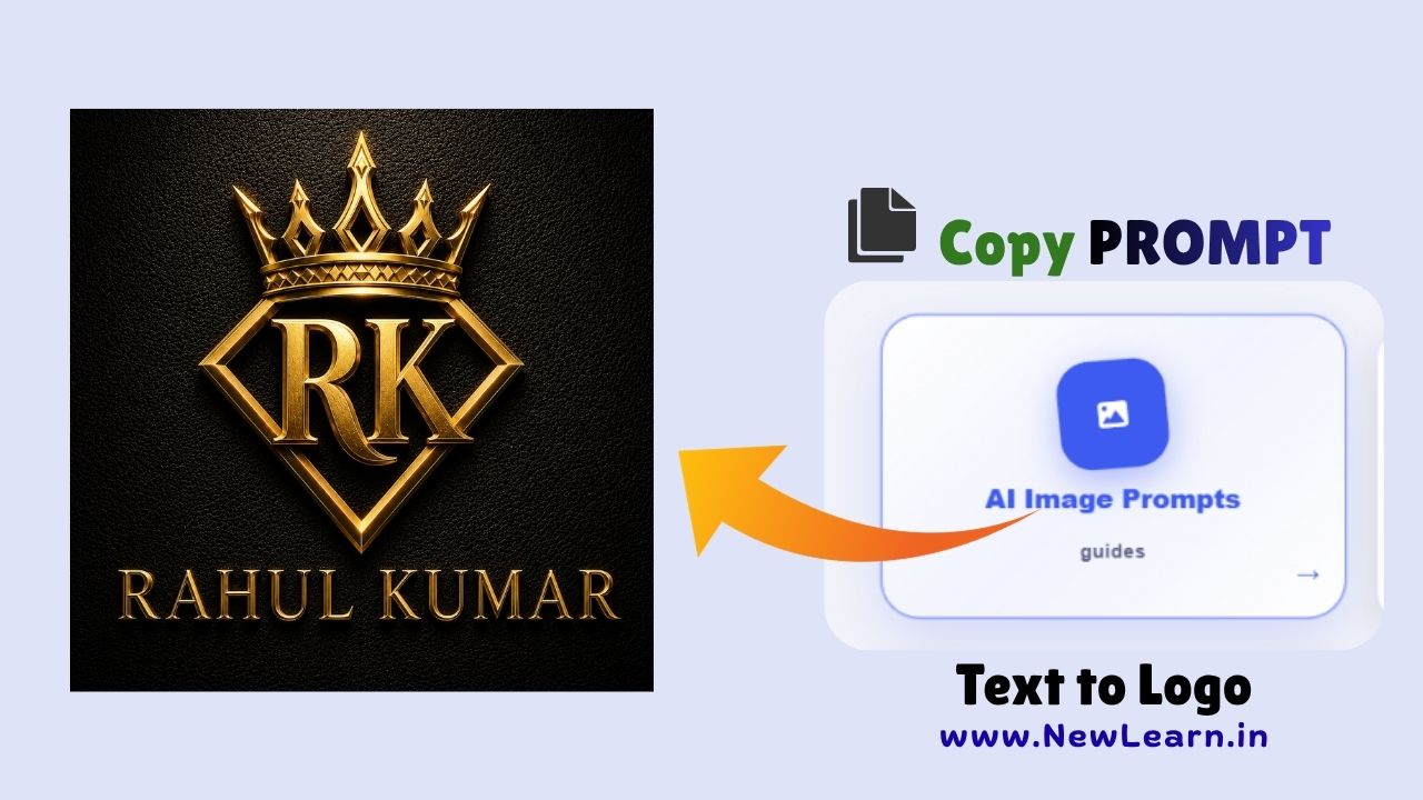 Royal crown monogram logo AI prompt – gold diamond shield with king crown