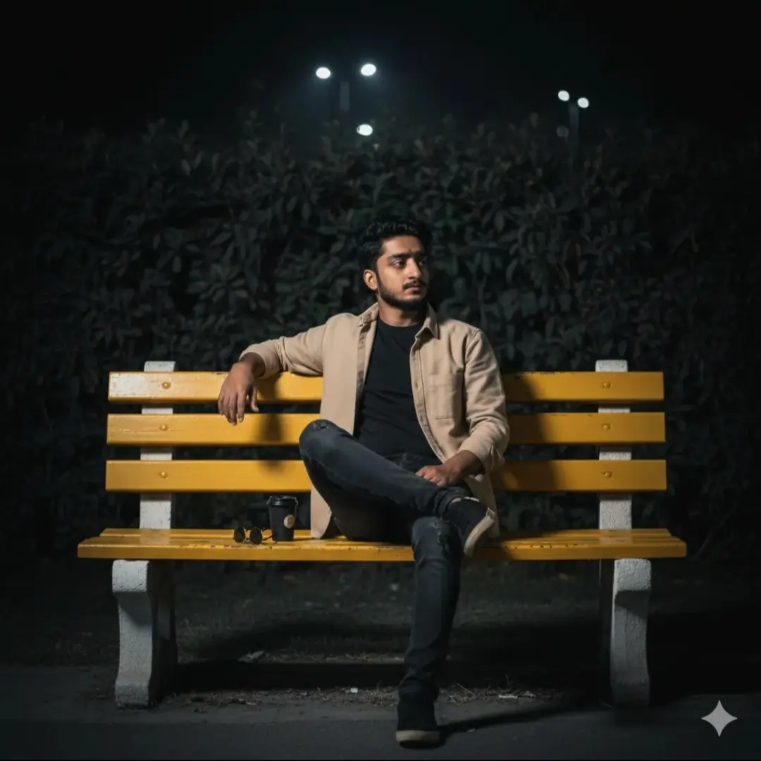 Park Bench Aesthetic AI prompt – realistic outdoor nature photo editing image