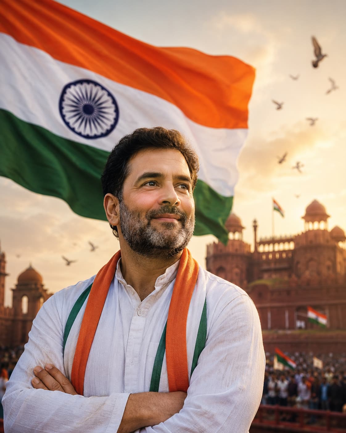 Independence Day Red Fort portrait AI prompt – Indian flag patriotic portrait