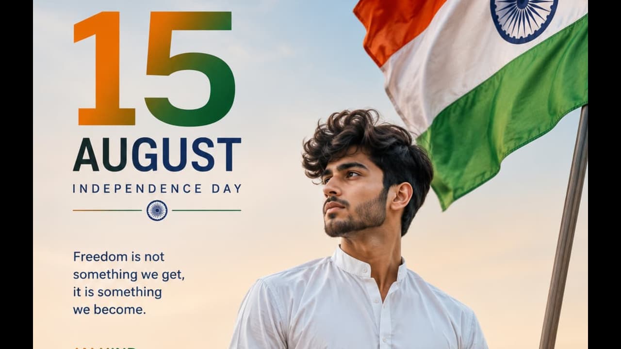 Independence Day 15 August flag portrait AI prompt – realistic Indian independence day image