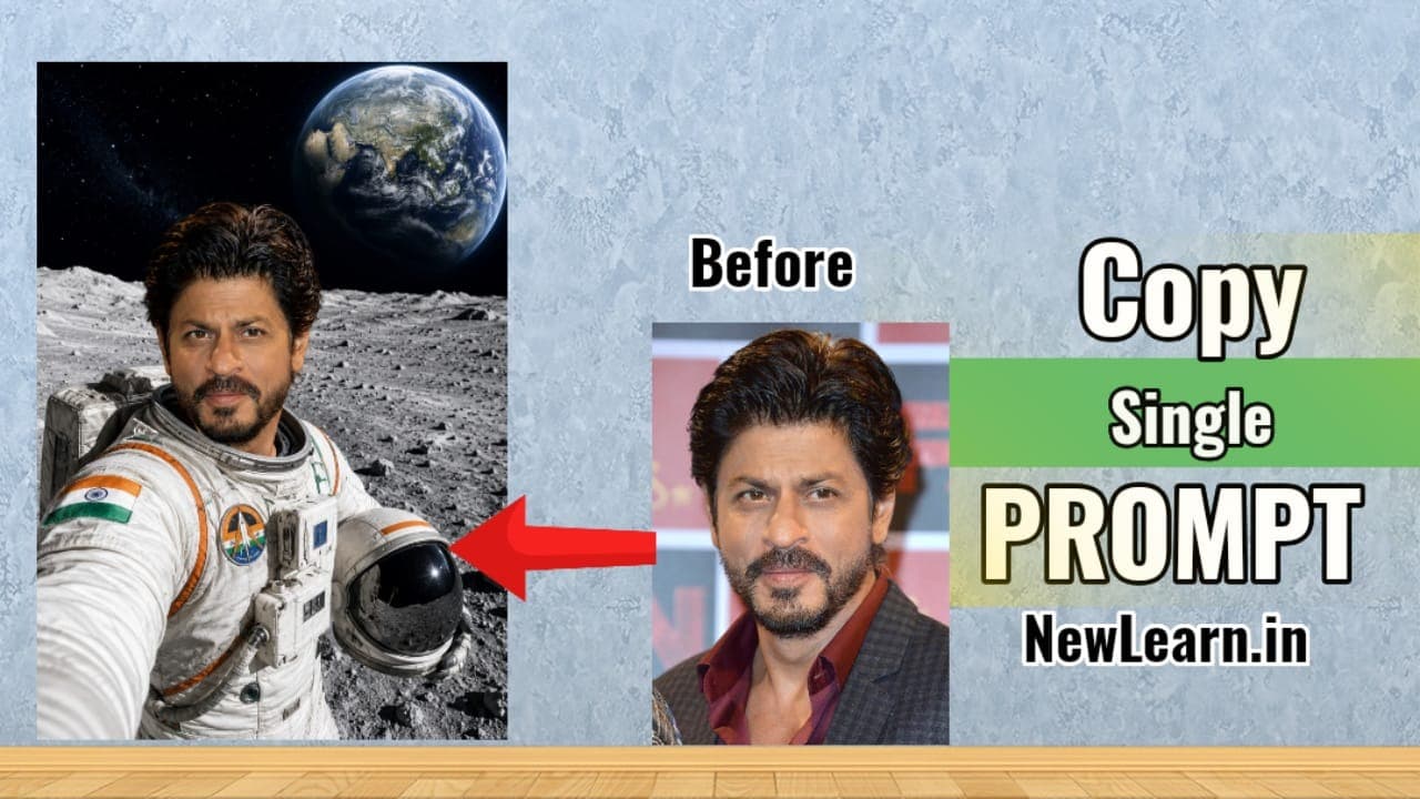 Astronaut on moon selfie AI prompt – photorealistic space suit transformation
