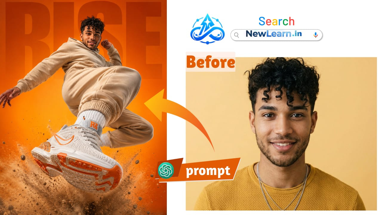 Dynamic sneaker campaign AI prompt – athlete mid-air jump sportswear advertisement