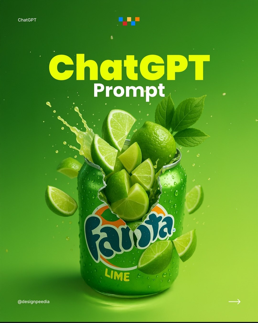 Fanta Lime Soda Advertisement AI prompt – poster design image
