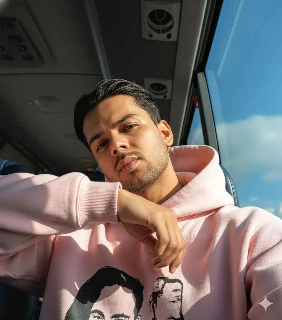 Tour Bus Selfie AI prompt – realistic selfie photo editing image